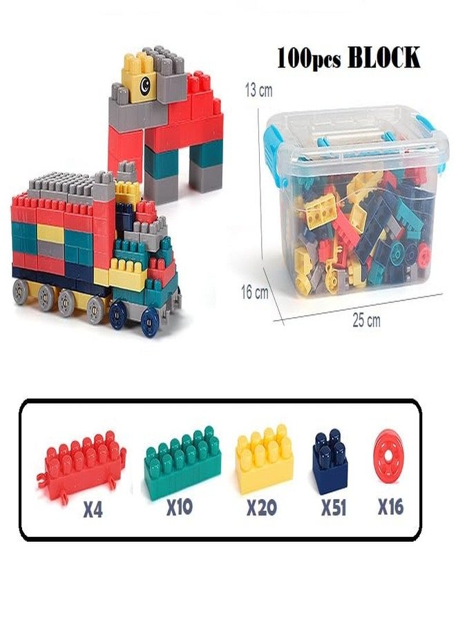 ARIZON ENTERPRISE Toy Building Blocks - Creative DIY Fun For Kids With Wheels - 100+ Pcs Educational Set In Multicolor (Storage Box Packing) - Image 2